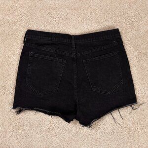 Banana Republic Women's High Rise 3" Short Denim Jean Shorts Sz 31 Raw Hem Black